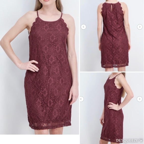 Mix by 41 Hawthorn Stitch Fix Burgundy Scalloped Lace Dress Size Medium NWT - Picture 1 of 8